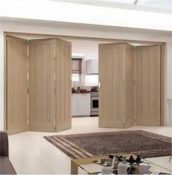 Light oak folding door, folding glazed system, timber or aluminium frame (FD-022)