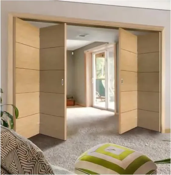 Light oak folding door, folding glazed system, timber or aluminium frame (FD-023)