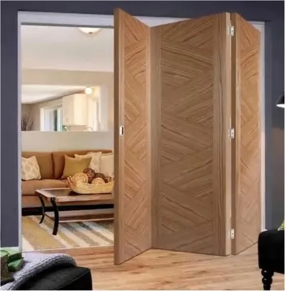 Honey oak folding door, folding glazed system, timber or aluminium frame (FD-024)