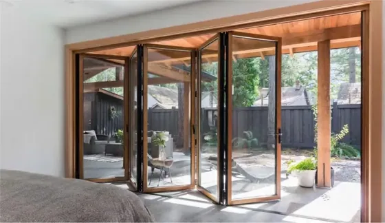 Charcoal folding door, folding glazed system, timber or aluminium frame (FD-026)