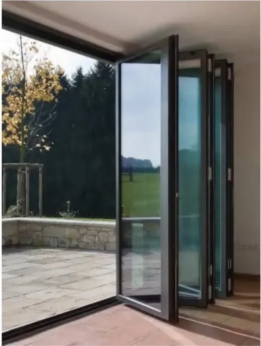 Charcoal folding door, folding glazed system, timber or aluminium frame (FD-030)