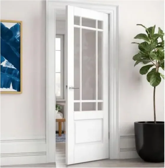 White French door, glazed timber leaf, single or double (FR-007)
