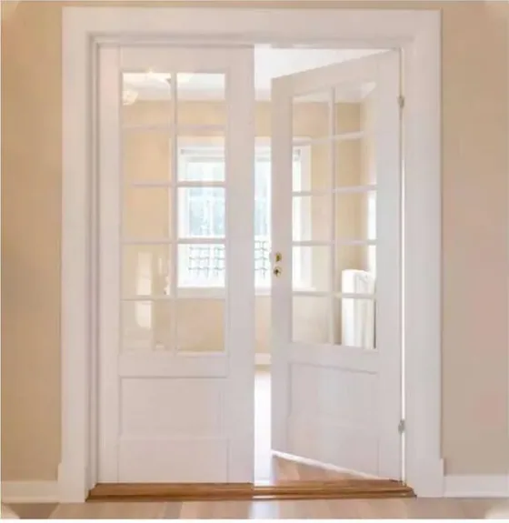 White French door, glazed timber leaf, single or double (FR-018)