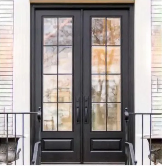 Grey French door, glazed timber leaf, single or double (FR-022)