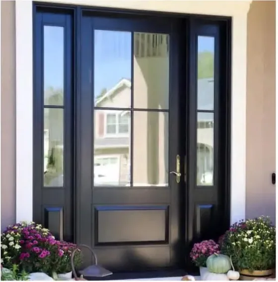 Grey French door, glazed timber leaf, single or double (FR-023)