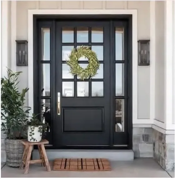Charcoal French door, glazed timber leaf, single or double (FR-024)