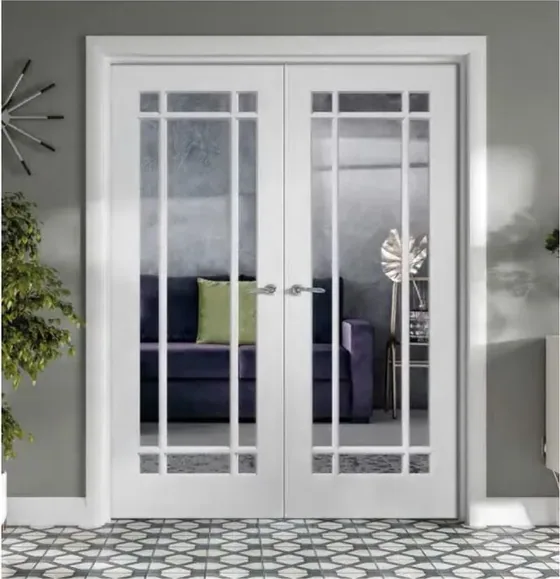 Grey French door, glazed timber leaf, single or double (FR-030)