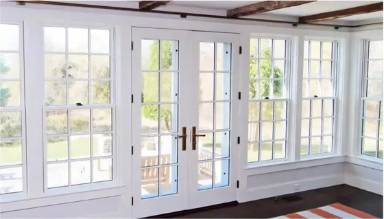 White French door, glazed timber leaf, single or double (FR-032)
