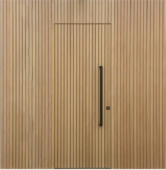 Honey oak hidden door, flush-to-wall leaf with concealed frame (HD-006)
