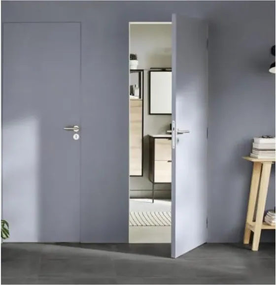 Grey hidden door, flush-to-wall leaf with concealed frame (HD-010)