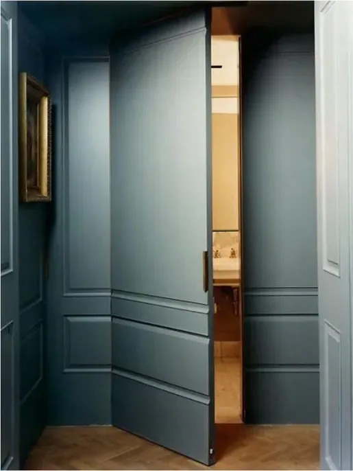 Grey hidden door, flush-to-wall leaf with concealed frame (HD-011)