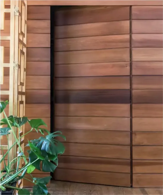 Walnut hidden door, flush-to-wall leaf with concealed frame (HD-016)