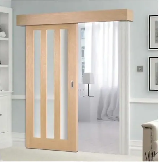 White sliding door, sliding leaf on exposed or concealed track (SL-005)