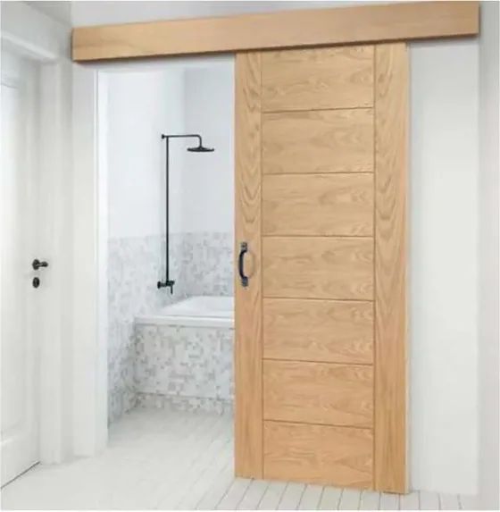 Light oak sliding door, sliding leaf on exposed or concealed track (SL-006)