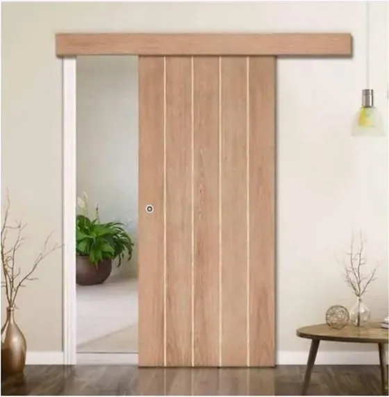 Light oak sliding door, sliding leaf on exposed or concealed track (SL-007)