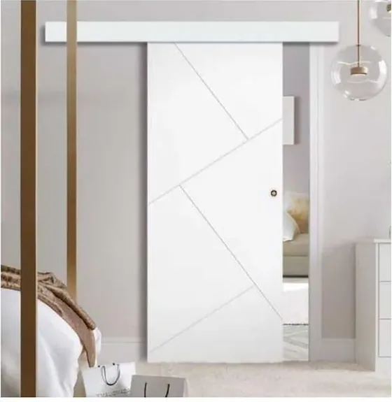 White sliding door, sliding leaf on exposed or concealed track (SL-009)