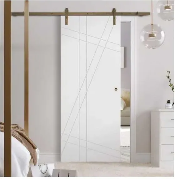 White sliding door, sliding leaf on exposed or concealed track (SL-010)