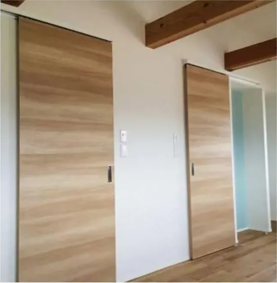 Light oak sliding door, sliding leaf on exposed or concealed track (SL-023)