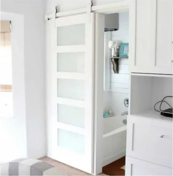White sliding door, sliding leaf on exposed or concealed track (SL-025)