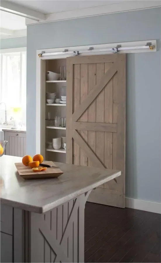 Honey oak sliding door, sliding leaf on exposed or concealed track (SL-026)