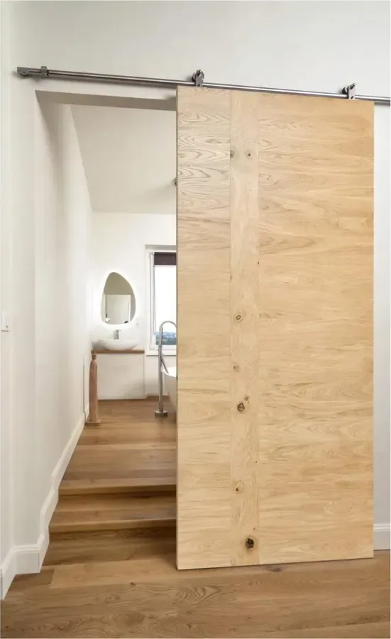 Light oak sliding door, sliding leaf on exposed or concealed track (SL-027)
