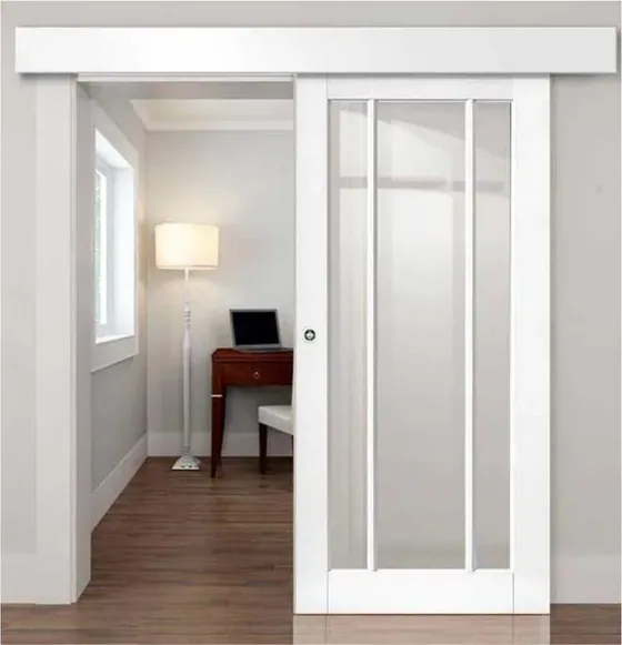 Light oak sliding door, sliding leaf on exposed or concealed track (SL-028)