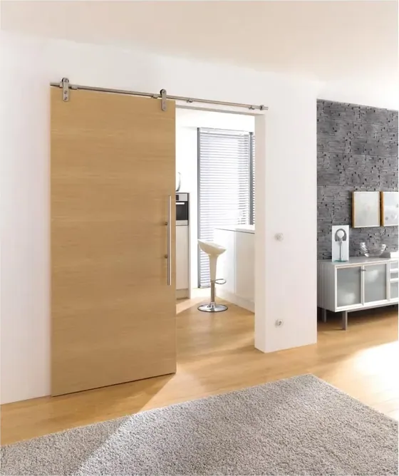 Light oak sliding door, sliding leaf on exposed or concealed track (SL-031)