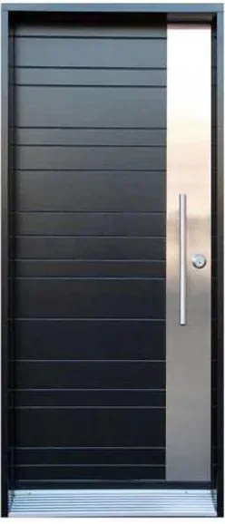 Dark timber security steel door, steel security leaf, powder-coated finish (SS-003)