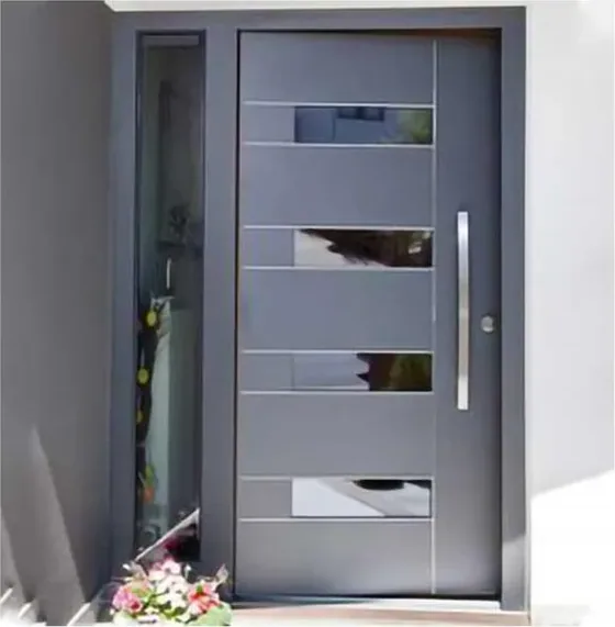 Grey security steel door, steel security leaf, powder-coated finish (SS-004)