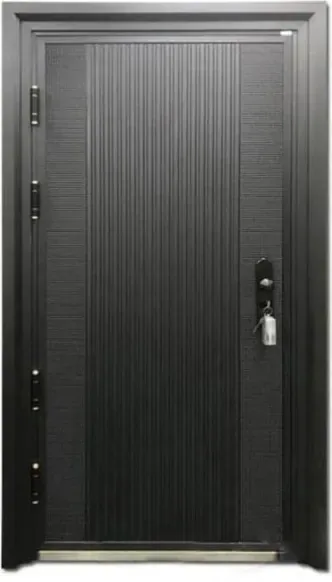 Dark timber security steel door, steel security leaf, powder-coated finish (SS-007)