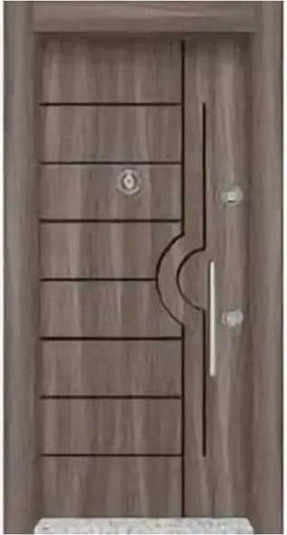 Walnut security steel door, steel security leaf, powder-coated finish (SS-009)