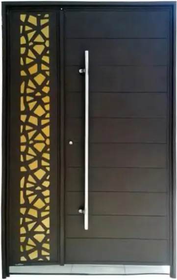 Dark timber security steel door, steel security leaf, powder-coated finish (SS-010)