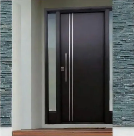 Charcoal security steel door, steel security leaf, powder-coated finish (SS-013)
