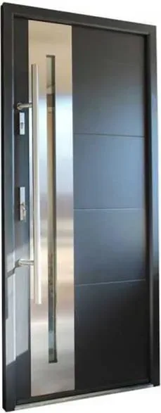 Grey security steel door, steel security leaf, powder-coated finish (SS-018)