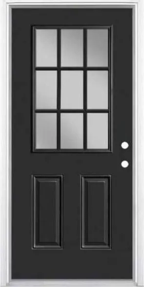 Walnut security steel door, steel security leaf, powder-coated finish (SS-023)