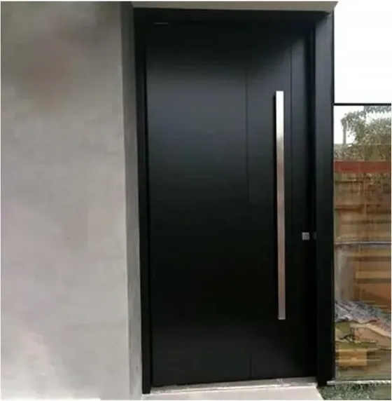 Black security steel door, steel security leaf, powder-coated finish (SS-026)