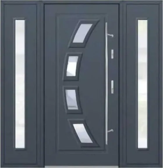 Charcoal security steel door, steel security leaf, powder-coated finish (SS-029)
