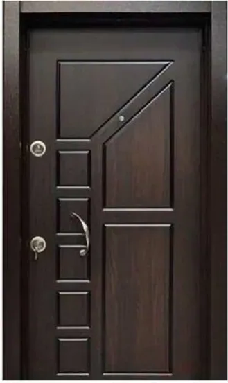 Dark timber security steel door, steel security leaf, powder-coated finish (SS-036)