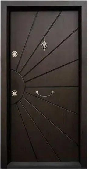 Dark timber security steel door, steel security leaf, powder-coated finish (SS-037)