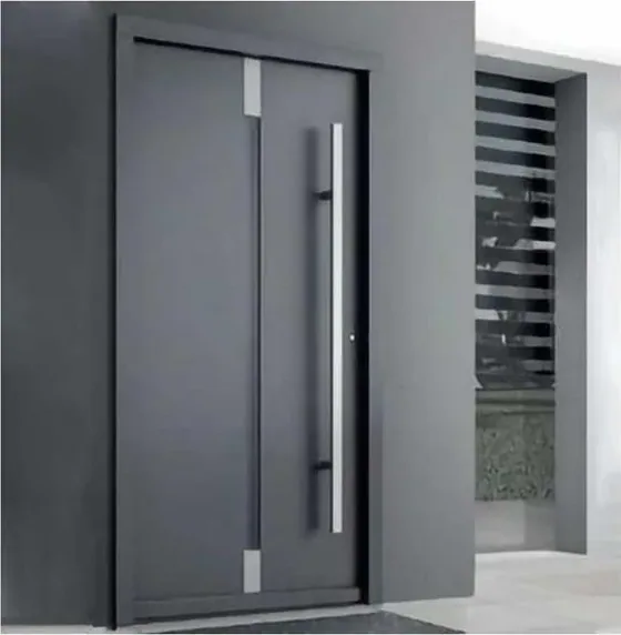 Grey security steel door, steel security leaf, powder-coated finish (SS-041)