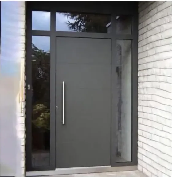 Charcoal security steel door, steel security leaf, powder-coated finish (SS-043)