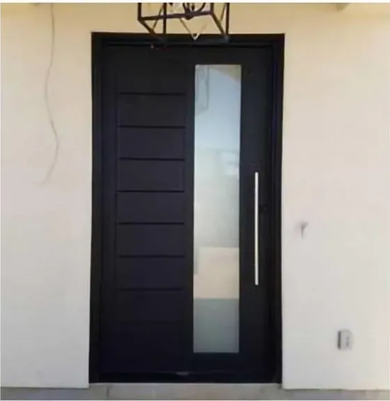 Charcoal security steel door, steel security leaf, powder-coated finish (SS-044)