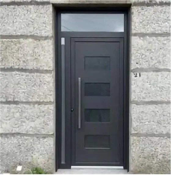 Charcoal security steel door, steel security leaf, powder-coated finish (SS-046)