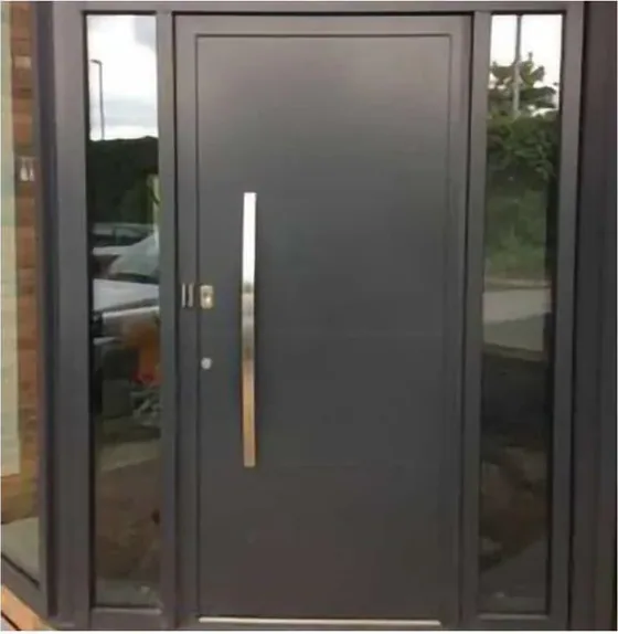 Charcoal security steel door, steel security leaf, powder-coated finish (SS-047)