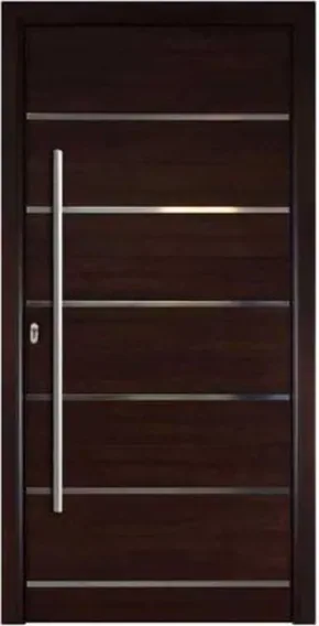 Dark timber security steel door, steel security leaf, powder-coated finish (SS-051)