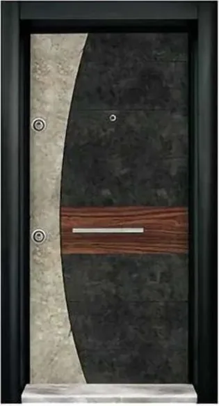 Dark timber security steel door, steel security leaf, powder-coated finish (SS-055)