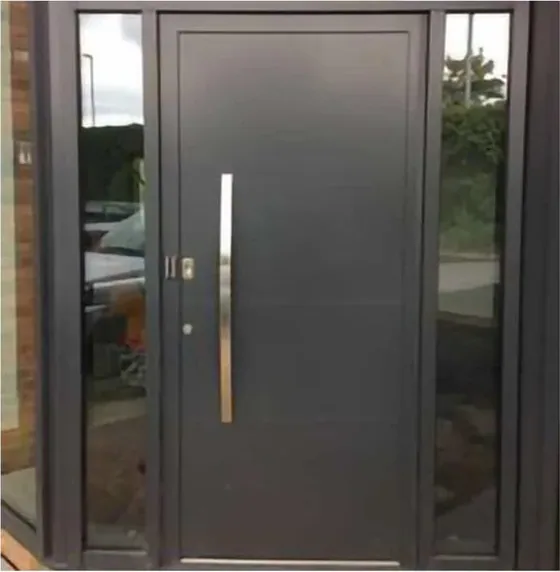 Charcoal security steel door, steel security leaf, powder-coated finish (SS-057)