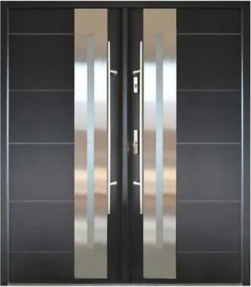Grey security steel door, steel security leaf, powder-coated finish (SS-067)