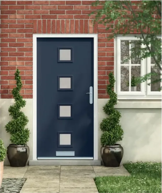 Charcoal security steel door, steel security leaf, powder-coated finish (SS-068)