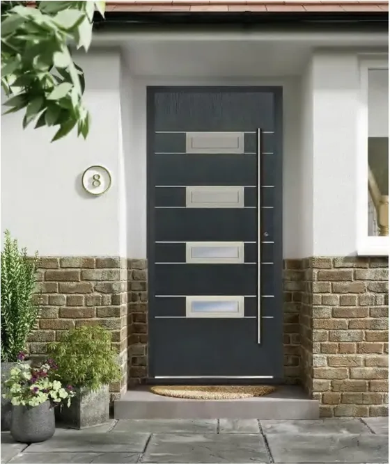 Charcoal security steel door, steel security leaf, powder-coated finish (SS-069)